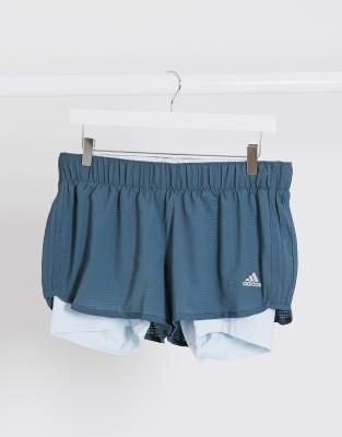 adidas running shorts with underlay in light blue