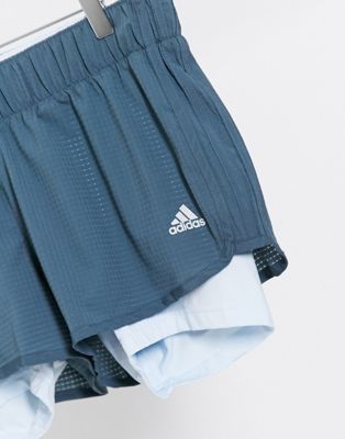 adidas running shorts with underlay in light blue