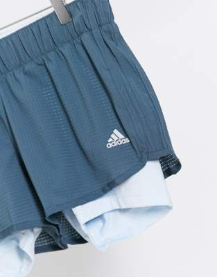 adidas running shorts with underlay in light blue