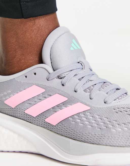 Adidas grey clearance pink shoes