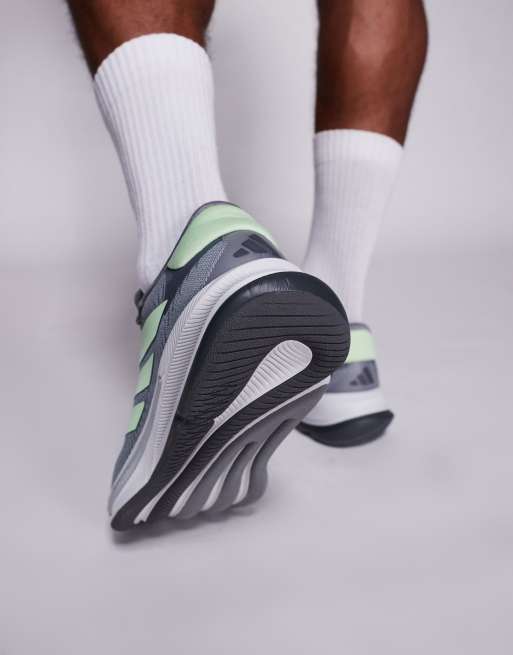 adidas Running Supernova Ease trainers in grey and green, 3 of 5