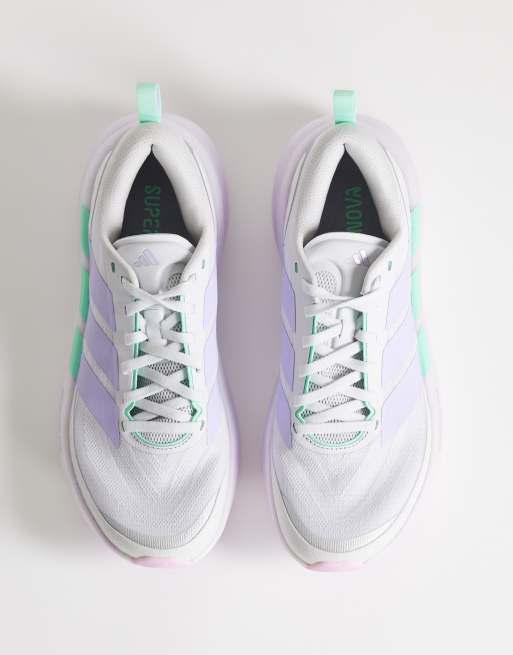 adidas Running Supernova Glide trainers in purple and green, 2 of 5