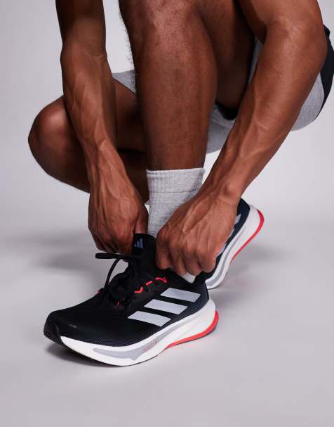 adidas Running Supernova Rise 2 trainers in black grey and red - view 1