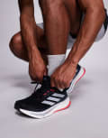 [adidas performance] adidas Running Supernova Rise 2 trainers in black grey and red 42 core black/halo silver