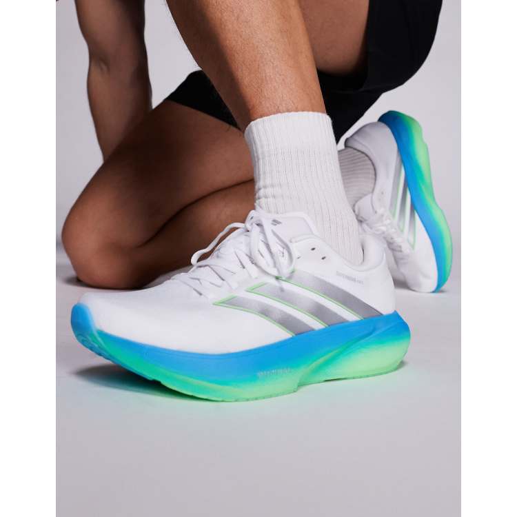 adidas Running Supernova Rise 3 trainers in white blue and green