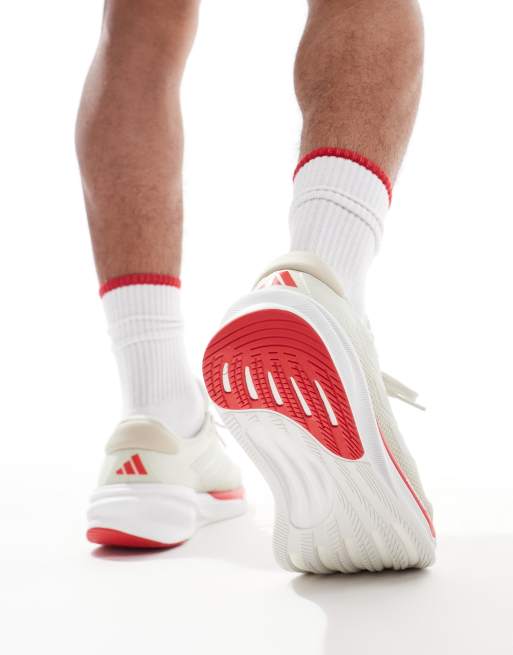 adidas Running Supernova Stride trainers in white and red ASOS