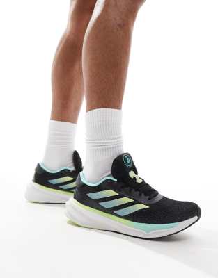 adidas performance adidas Running Supernova Stride trainers in black and aqua