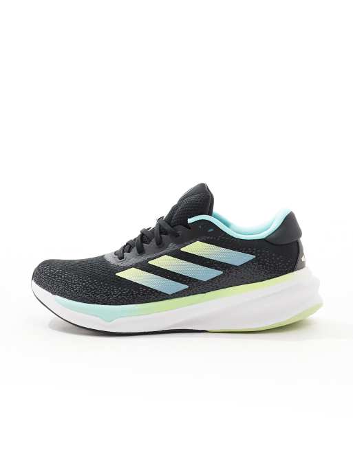 adidas Running Supernova Stride trainers in black and aqua
