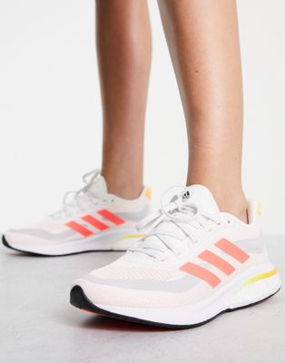 adidas Running Supernova trainers in white and pink - ASOS Price Checker