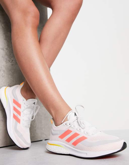 adidas Running Supernova trainers in white and pink, 2 of 4