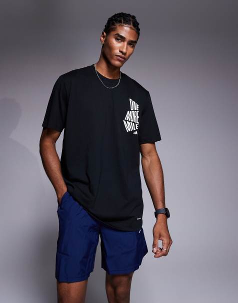 adidas Running – Svart t-shirt i löparmodell med 'One more mile'-tryck - view 1