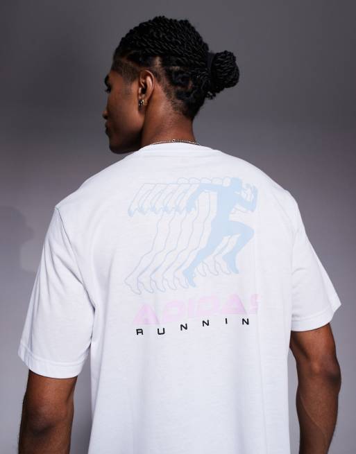 adidas - Running - T-shirt bianca con stampa vintage sul retro