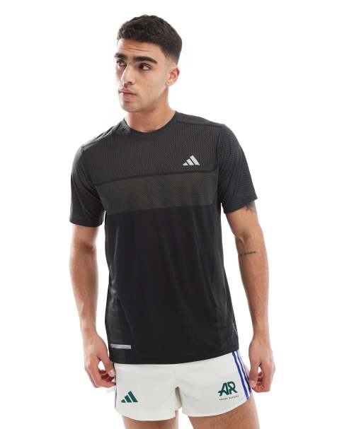 adidas Running t-shirt in grey and black colourblock
