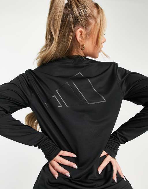 adidas Running - T-shirt met lange mouwen in zwart