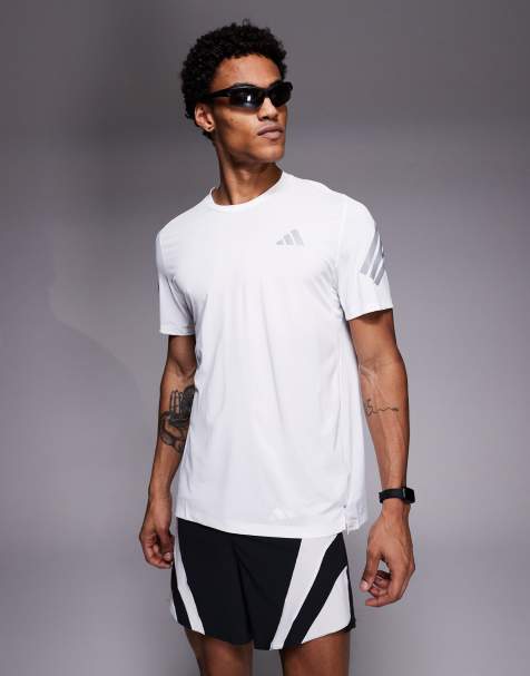 adidas Running - T-shirt met reflecterende strepen in wit - view 1