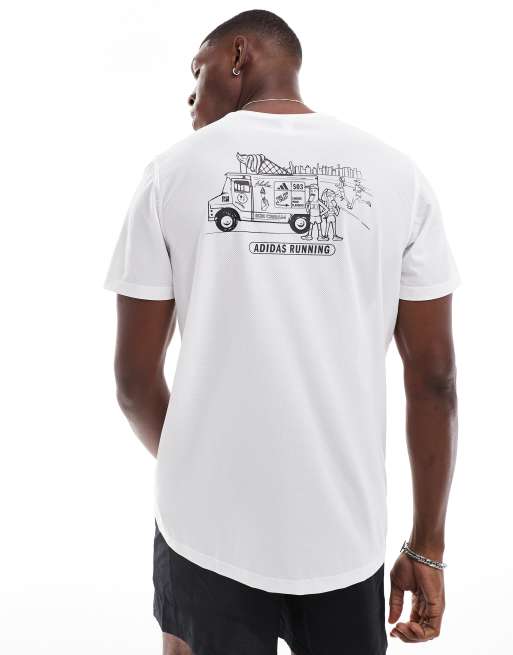 adidas Running t shirt with ice cream graphic in white