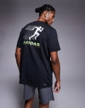 [adidas performance] adidas Running t-shirt with retro back print in off black XL black