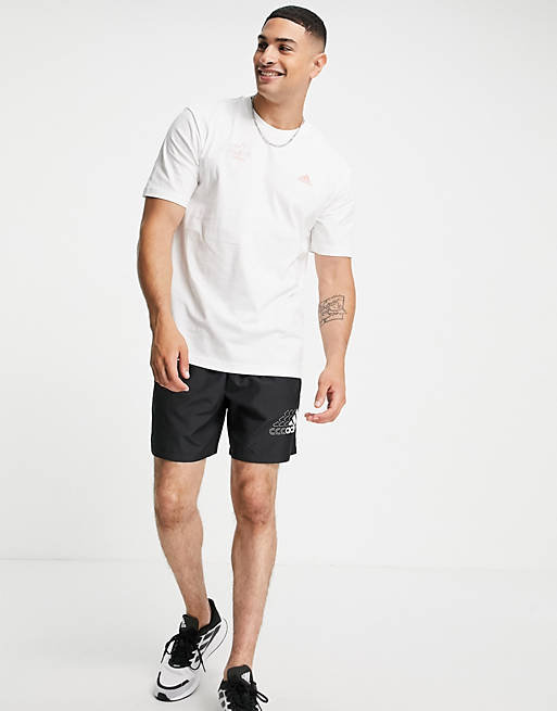 adidas Running t-shirt with run smile repeat back print in white