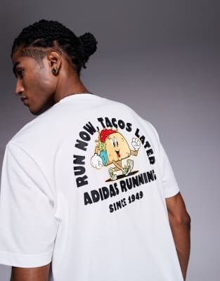 adidas Running t-shirt with taco graphic in white - view 1
