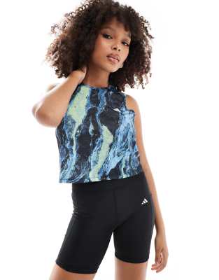 adidas Running - Tanktop in Blau mit Marmormuster