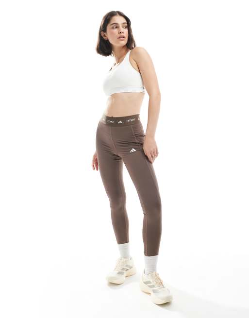 adidas Running - Techfit - Brune leggings i fuld længde med åben lomme, 2 af 5