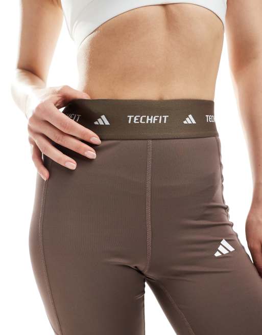 adidas Running - Techfit - Brune leggings i fuld længde med åben lomme, 3 af 5