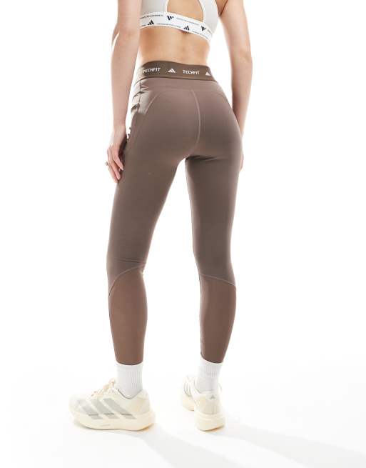adidas Running - Techfit - Brune leggings i fuld længde med åben lomme, 4 af 5