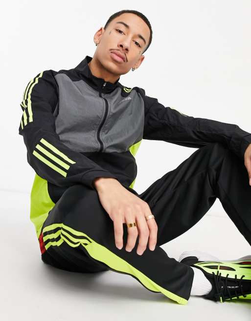 Black and yellow store adidas track jacket