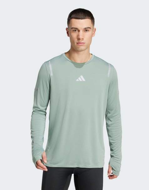adidas Running – Ultimate – Langärmliges, reflektierendes T-Shirt in Grün - view 1