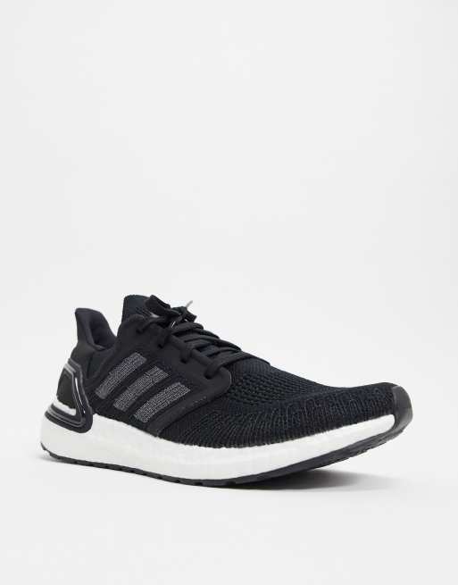 adidas Running Ultraboost 20 sneakers in black with white sole