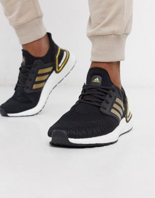 adidas Running Ultraboost 20 trainers in black and gold