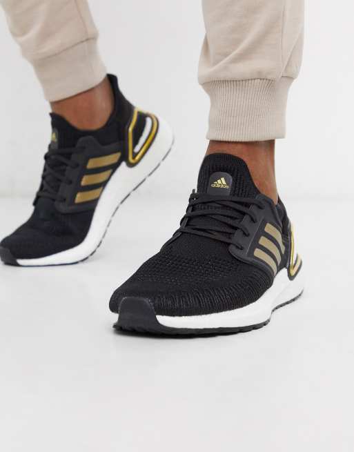 adidas Running Ultraboost 20 trainers in black and gold