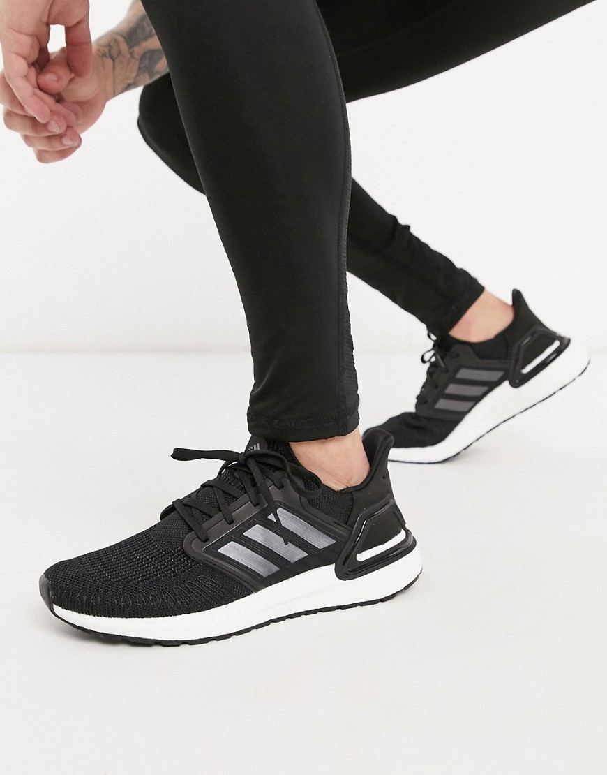 Adidas Running Ultraboost 20 trainers in black with white sole