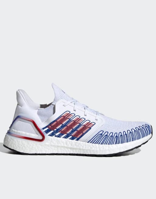 adidas Running ultraboost 20 trainers in white with stitch detail