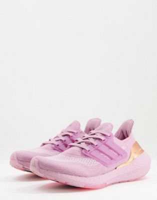 Adidas Originals Adidas Running Ultraboost 21 In Pink With Gold Pop