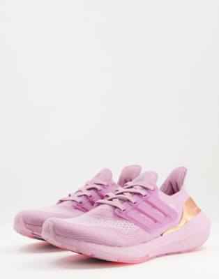 Adidas Originals Adidas Running Ultraboost 21 In Pink With Gold Pop