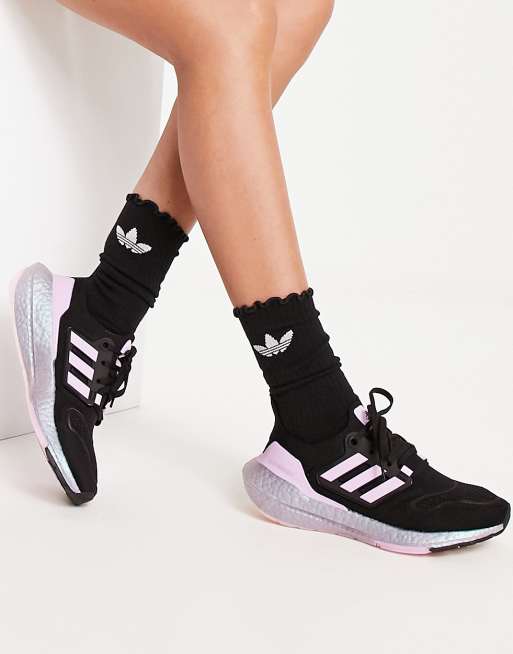 Black adidas cheap with pink soles