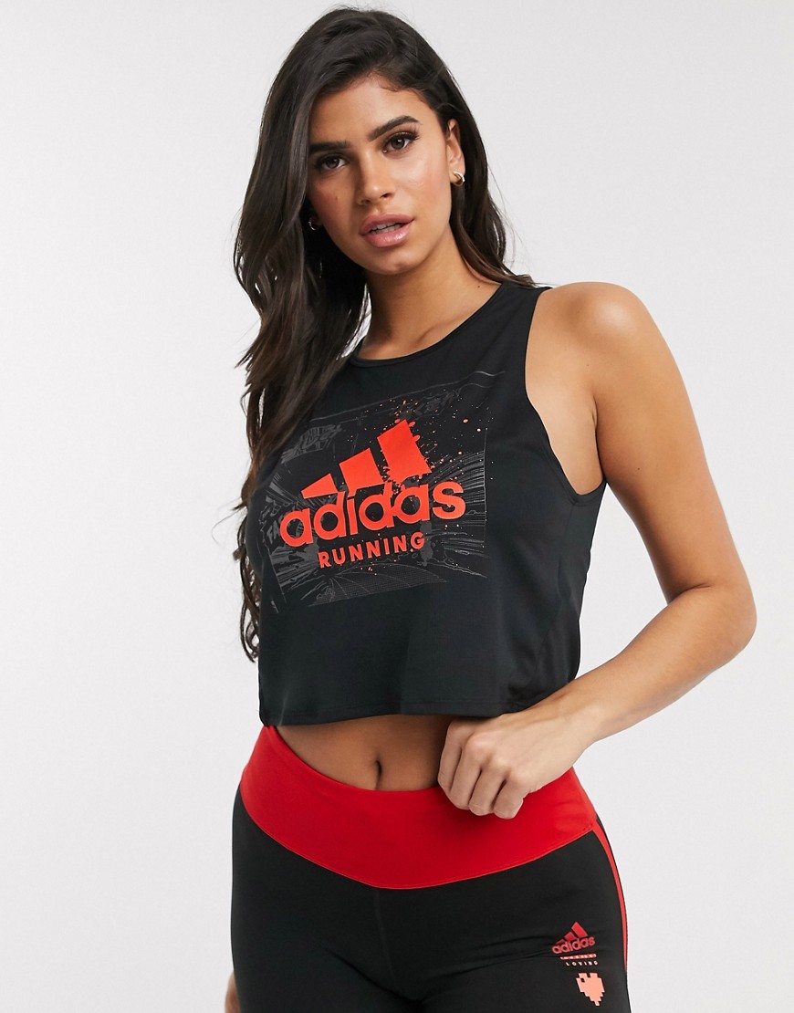 Adidas Running vest with logo in black
