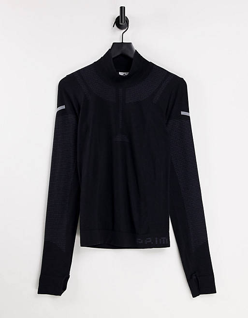 Women adidas Running warm long sleeve top with reflective detail in black 