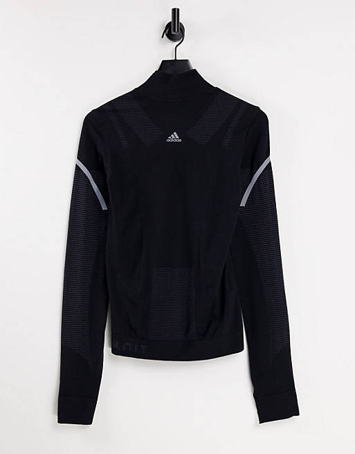 Women adidas Running warm long sleeve top with reflective detail in black 
