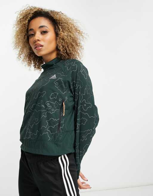 voor zwaartekracht generatie adidas Running - X-City - Sweater met opstaande hals in groen | ASOS