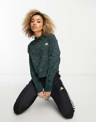 adidas Running - X-City - Sweatshirt in Grün mit Stehkragen