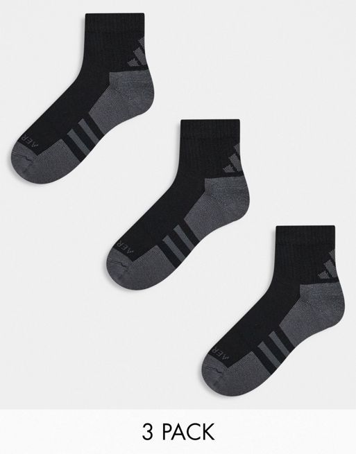 adidas Running – Zestaw 3 par czarnych skarpetek do kostki