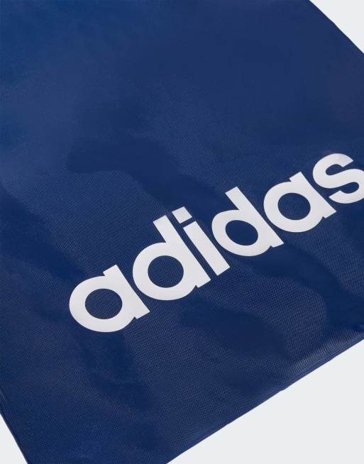 adidas - Sacca da palestra lineare blu scuro e bianca, 2 di 3