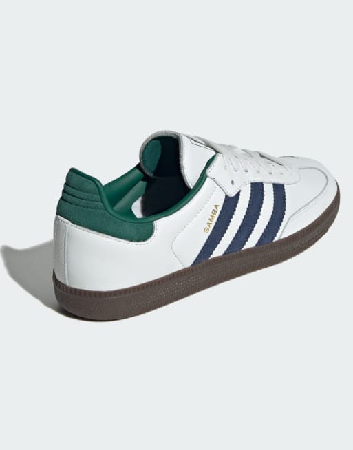 adidas Samba OG trainers in black white and green, 3 of 4