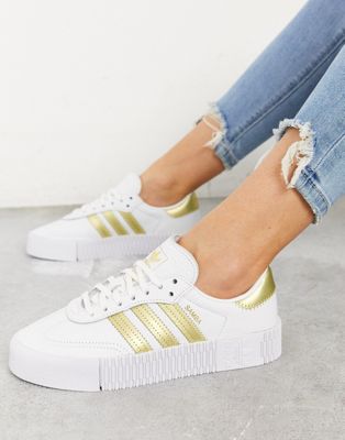 white with gold stripes adidas