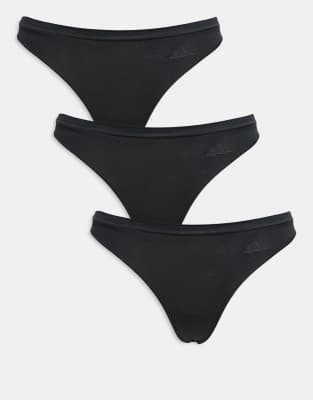 Adidas Originals Seamless 3 Pack Thong In Black