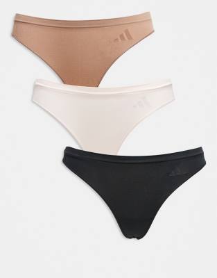 Adidas Originals Seamless 3 Pack Thong In Multi
