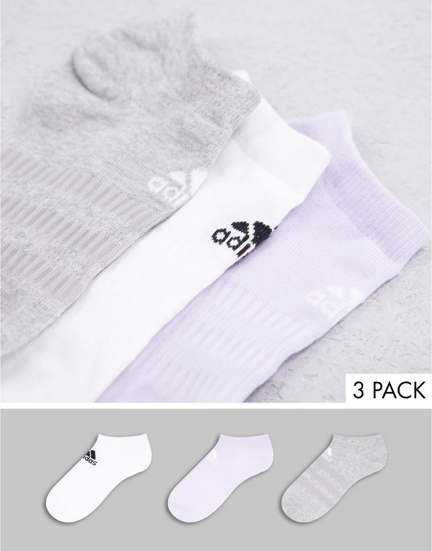 Adidas - Set van 3 enkelsokken in wit, lila en grijs-Veelkleurig