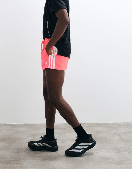 adidas short de bain d'entraînement 3 pouces à trois bandes rose, 5 de 5